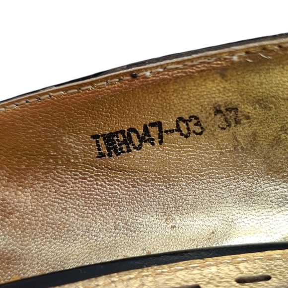 MIMCO Size 37 Leather Black Pointed Toe Silver Embossed Pumps Heels - Picture 10 of 13